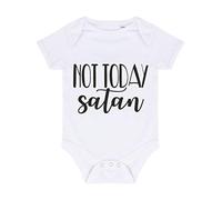 Not Today Satan Religious Faith Quote [FHSVG] Baby Grow Vest, 6-12 Months, White