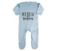 Not Today Satan Religious Faith Quote [FHSVG] Baby Romper Jumpsuit with feet, 3-6 Months, Pastel Blue