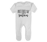 Not Today Satan Religious Faith Quote [FHSVG] Baby Romper Jumpsuit with feet, 3-6 Months, White