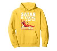 Not Today Satan: Vacationing Devil Sips Cocktail Pullover Hoodie, Adult Unisex, Lemon, S