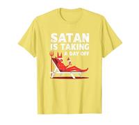 Not Today Satan: Vacationing Devil Sips Cocktail T-Shirt, Men, Lemon, S