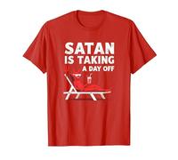 Not Today Satan: Vacationing Devil Sips Cocktail T-Shirt, Men, Red, S