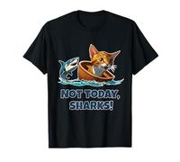 Not Today Sharks Funny Cat Boat Escape Humor T-Shirt