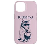Not Today Y'all - Funny Moody Tired Cat Holding Coffee Case for iPhone 14