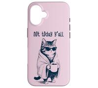 Not Today Y'all - Funny Moody Tired Cat Holding Coffee Case for iPhone 16