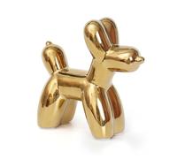 Notakia 6.3in Large Cute Ceramics Balloon Dog Statue Crafts Living Room Desktop Decorations,Handmade Modern Small Ceramic Animal Statue Ornament Home Decor Accents (Large Gold Dog)