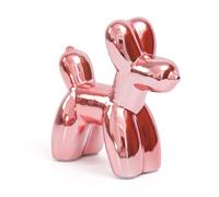 Notakia Cute Ceramics Pink Balloon Dog Statue Crafts Living Room Desktop Decorations,Handmade Modern Small Ceramic Animal Statue Ornament Home Decor Accents (Large Pink Dog)