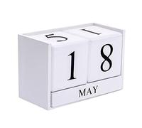 Notakia Perpetual Calendar Wooden Block Calendar for Office Desk Calendar Plank Table Daily Desk Calendar Accessories Block Dates ( Large White)