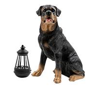Notakia Resin Dog Rottweiler Statues and Sculptures with Solar Led Home Garden Decoration Windproof Lamp Outdoor Lighting Decor (Rottweiler &LED)