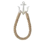 Notakia Vintage Cast Iron Nautical Anchor Wall Hooks Coastal Towel Hooks Decorative Wall Mounted Hanger for Beach House Lake House or Bathroom Decor Rustic Nautical Towel Rack (White (&Rope), 1 Pack)