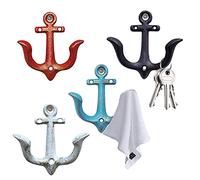 Notakia Vintage Rustic Cast Iron Nautical Anchor Design Wall Hooks Coat Hooks Rack, Decorative Wall Mounted Antique Shabby Chic Metal Towel Coat Hooks Hanger,Screws Included (4 PCS)