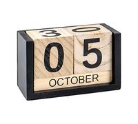 Notakia Wooden Desk Blocks Calendar Perpetual Block Month Date Display （Large Black Wood Color)
