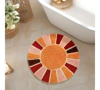 NOTASA Boho Round Bathroom Rugs Circle Bath Mat Cute Bohemian Bath Rug for Bedroom Small Carpet Home Decor Non-Slip Shower Rug Funny Washable Indoor Floor Door Mat Sun Retro 24inch