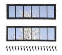 NOTASA Shed Windows 2 Pack, Transom Windows 10" x 35" with Tempered Glass, Garage Doors Window for Shed, Chicken Coop, Playhouse, Household (Black)