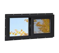 NOTASA Vinyl Basement Window, 32" x 14" Bathroom Sliding Window with Double Pane Insulated Tempered Glass and Fiberglass Screen for Basement, Bathroom, Shed (Black)
