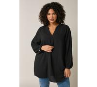 Notch Neck Long Sleeve Blouse Evans Black 18