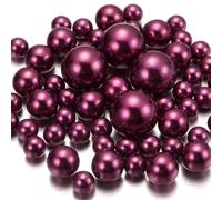 NOTCHIS 50 Pcs Wine Red Faux Pearls No Hole Plastic Beads Centerpieces Vase Filler Decorations, Ideal for Wedding Table Reception Birthday Party Holding Makeup Brushes Home Decor (Size:14/20/30mm)
