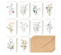 Note Cards with Envelopes Set of 10, A6 Floral Blank Greeting Cards with Envelopes Flower Card Notelets and Envelope Sets Small Card for Wedding Birthday Thank You Notes Letters