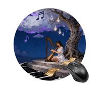 Note Cloud Tree Mouse Pad Round Laptop Mouse Mat Cute Computer Mousepad Keyboard Pad Non-Slip Desk Pads for Gaming Office Work Home
