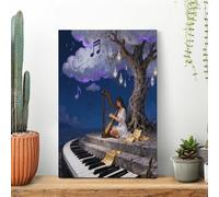 Note Cloud Tree Wall Art for Living Room Modern Canvas Framed Prints Paintings Artwork for Walls, Minimalist Abstract Art Pictures for Hallway, Office Wall Decor 08x12inch(20x30cm)