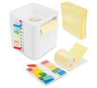 Note Dispenser with Pop-up Notes, Sticky Note Dispenser with Index Stickers and 1 Roll Sticky Notes, White Sticky Note Holder Office Supplies for Office Home Classroom Desk