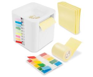 Note Dispenser with Pop-up Notes, Sticky Note Dispenser with Index Stickers and 1 Roll Sticky Notes, White Sticky Note Holder Office Supplies for Office Home Classroom Desk
