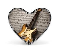 Note Guitar Heart Shape Lapel Pin Personalized Pinback Button Badges Retro Punk Button Pin Kawaii Heart Badges for Men Women Clothes Bags Hats & Gift
