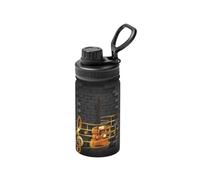 Note Guitar Print 12 Oz Insulated Double Walled Stainless Steel Metal Water Bottle for Cold Hot Drink