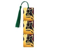 Note Guitar Print Wooden Bookmarks with Tassels, Wood Book Markers for Book Lovers, Teachers & Present