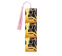Note Guitar Print Wooden Bookmarks with Tassels, Wood Book Markers for Book Lovers, Teachers & Present