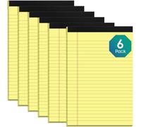 Note Pads A5 Small Legal Pads, 6 Pack Mini Notepad College Ruled, Double-Sided Printing Small Notepads Perforated Writing Pad A5 Lined Paper, Yellow Writing Paper for Office Home School, 30 Sheet/Pad