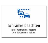 Note the barrier - Do not follow the distance. Keep distance from the front man. Sticker A2: 594 x 420 mm - with graphic and text