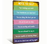 Note to Self Metal Colorful Warm Aluminum Sign Wall Decor for Window Sill, Office, Reading Room, Bedroom, Café, Countertop - 8x12 Inches Uplifting Mental Wellness-Themed Wall Art (25267)