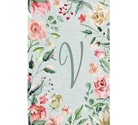Notebook 6”x9” Lined, Letter/Initial V, Teal Pink Floral Design (Notebook 6”x9” Alphabet Series - Letter V, Teal Pink Floral Design)