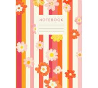 Notebook 8.25" x 11" - 160 Pages, 90 gsm Paper | Groovy Vintage Daisy Stripe Design | Also Available in A5 and Pocket Size | Fun & Colorful Journal for Writing or School| Retro Floral Stationery