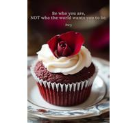 Notebook : A luxurious red velvet cupcake with cream cheese frosting, topped with a sugared rose petal and served on fine china: 6" x 9" Pages 120
