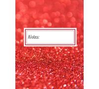 Notebook A4 8.5 x 11 Lined 100 Pages Red Glitter Matt Cover