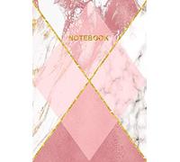 Notebook: A4 Size College Ruled Gold Rose Pink & White Marble Patterned Design Cover