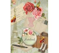 Notebook: A4 Size College Ruled Paris Romantic Vintage Travel Collage Design Cover - Blank Lined Interior