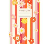 Notebook A5 - 160 Pages, 90 gsm Paper | Groovy Vintage Daisy Stripe Design | Also Available in A4 and Pocket Size | Fun & Colorful Journal for Writing or School| Retro Floral Stationery