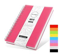 Notebook A5, 300 pages/150 Sheets Wirebound Spiral Notebooks, A5 Lined Notepad PVC Waterproof Cover, Journal Notebook for Office School Home Business Writing & Note Taking, 14.5 x 21cm-Pink