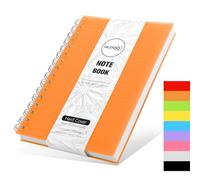 Notebook A5, 300 pages/150 Sheets Wirebound Spiral Notebooks, A5 Lined Notepad PVC Waterproof Cover, Journal Notebook for Office School Home Business Writing & Note Taking, 14.5 x 21cm-Orange