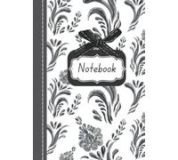 Notebook: A5 Black And White Vintage Floral Damask Aesthetic With Stitched Border And Bow Detail, 110 Pages With Ornate Monochrome Grey Black Floral ... Perfect For Notes / Journal / Sketches