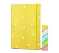 Notebook A5, Glitter Hardback Kids Notebook for Girls 160Page Lined Notepad | Gifts for Girls Journal Sparkly Golden Glittery Kids Journal for Teen Writing-21x14.5cm Glitter Never Peel Off Small Notebook
