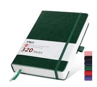 Notebook A5, Hardback A5 Notebook Thick Journal Notebook 320 Pages 100GSM A5 Lined Note Book Hardcover Notepad with Inner Pocket, Pen Loop, Elastic Closure and 2 Ribbon Page Marker,14.5 x 21cm-Green