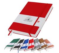 Notebook A5 Lined Journal Notebook 320 Pages 100gsm Paper Thick Note Book with Inner Pocket, 2 Ribbon Page Marker for Office School Home Business Writing & Note Taking (Red)