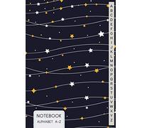 Notebook Alphabet A-Z: A4 Size, Organizer Alphabetical Notebook with Tabs, Gifts for Kids, Dark Blue Star Theme