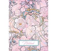 Notebook Alphonse Mucha - Peonies Pink - College Ruled 8.5"x11" - 110 Pages