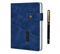 Notebook and Pen Set, A5 Lined Leather Journal Notebook, 200 Pages 100 Gsm Thick Ruled Paper, Personal Organiser Leather Journal, A5 Diary for Men Women School, Travel, Business, Work, Writing (Blue)