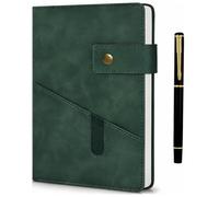 Notebook and Pen Set, A5 Lined Leather Journal Notebook, 360Pages 100 Gsm Thick Ruled Paper, Personal Organiser Leather Journal, A5 Diary for Men Women School, Travel, Business, Work, Writing (Green)